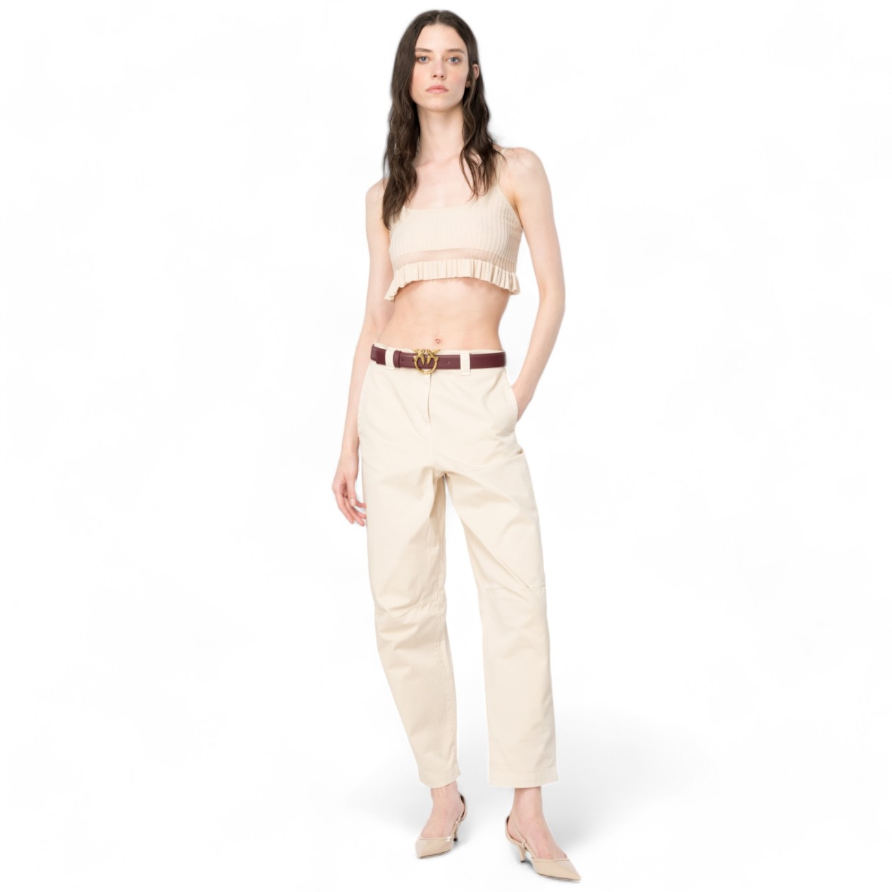 Pinko woman trousers beige