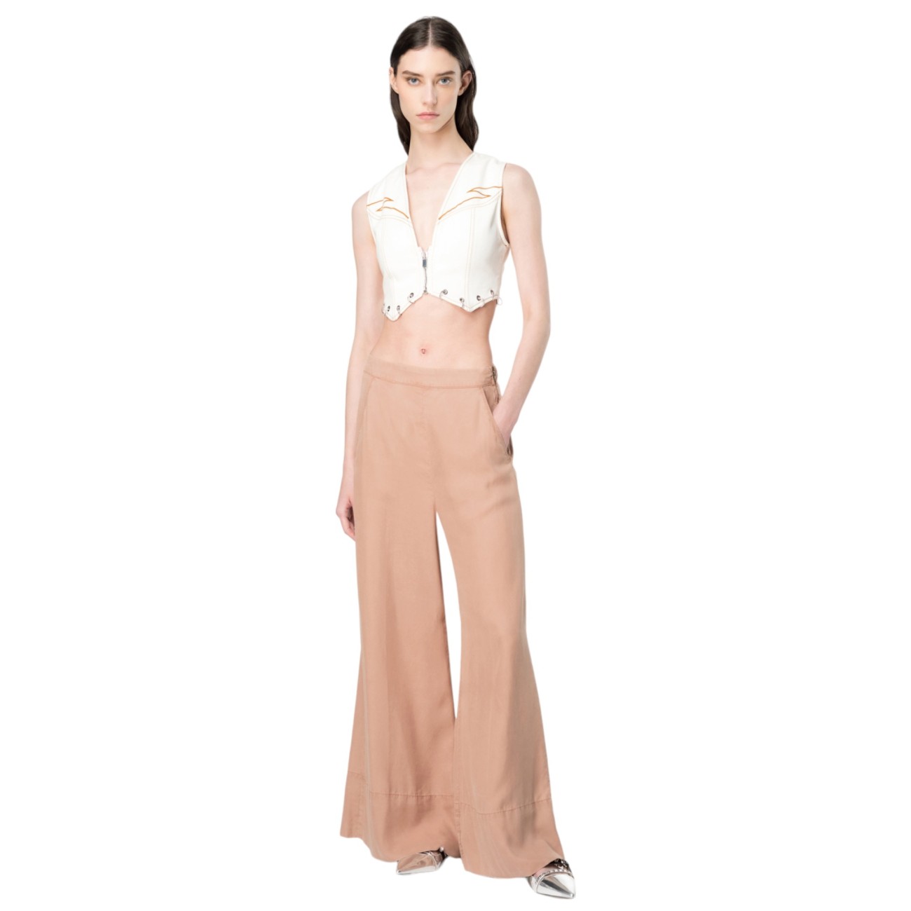 Pinko pantaloni palazzo beige