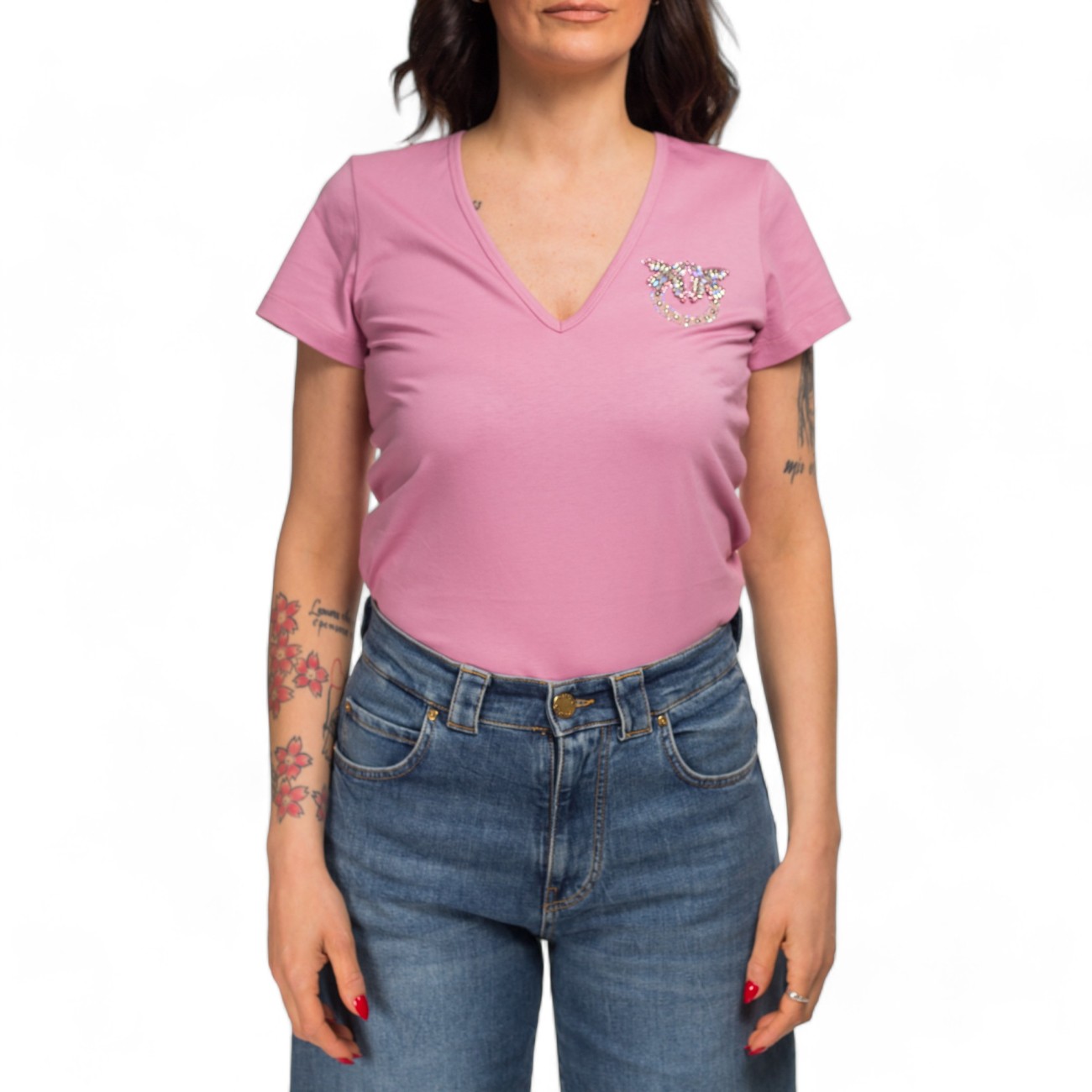 Pinko t-shirt rosa logo...