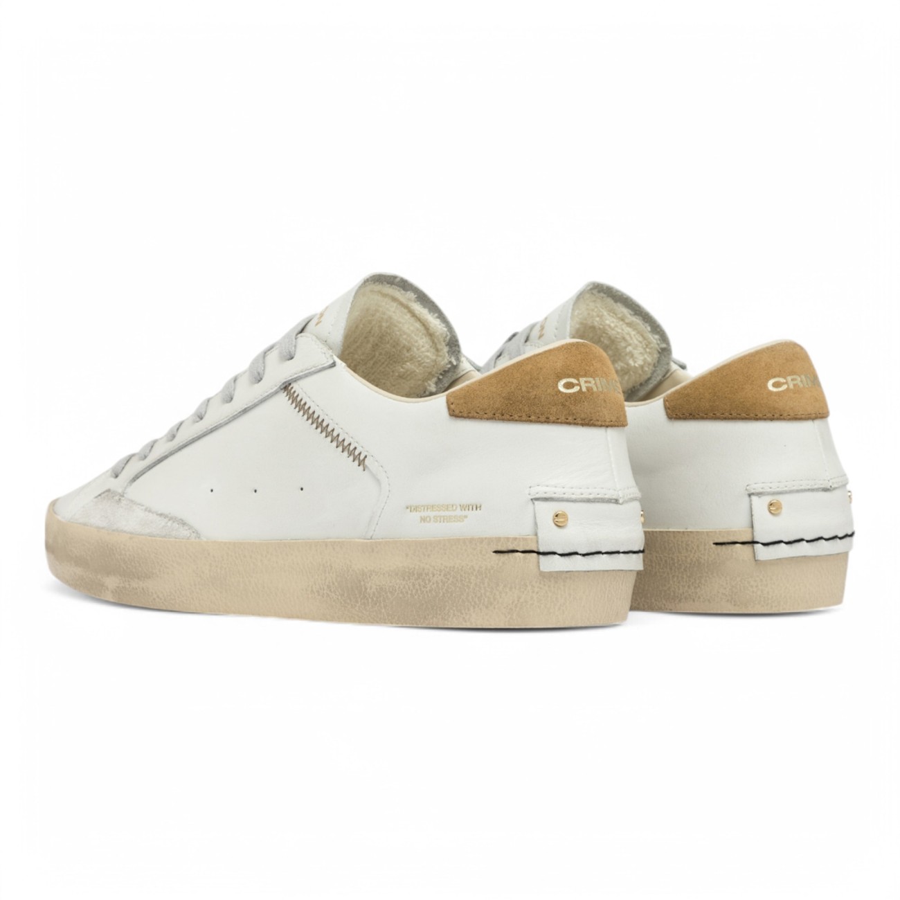 Crime London woman sneakers white beige