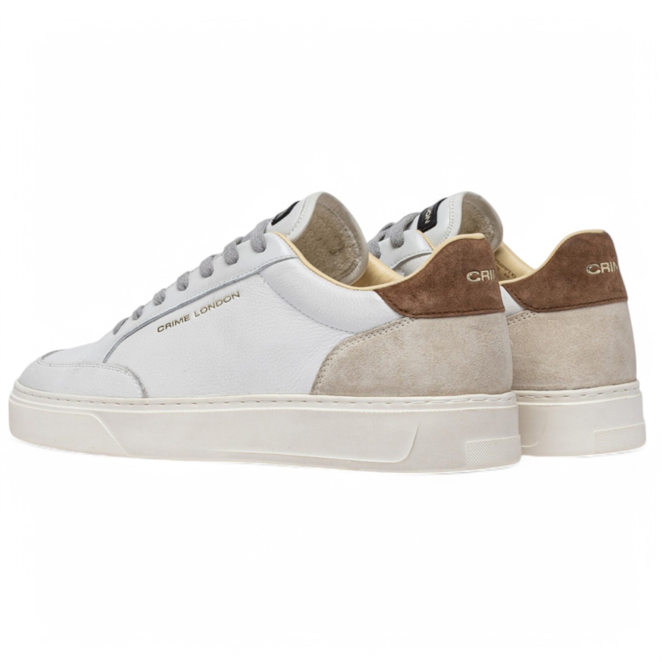 Crime London sneakers basse uomo Eclipse bianche e marroni