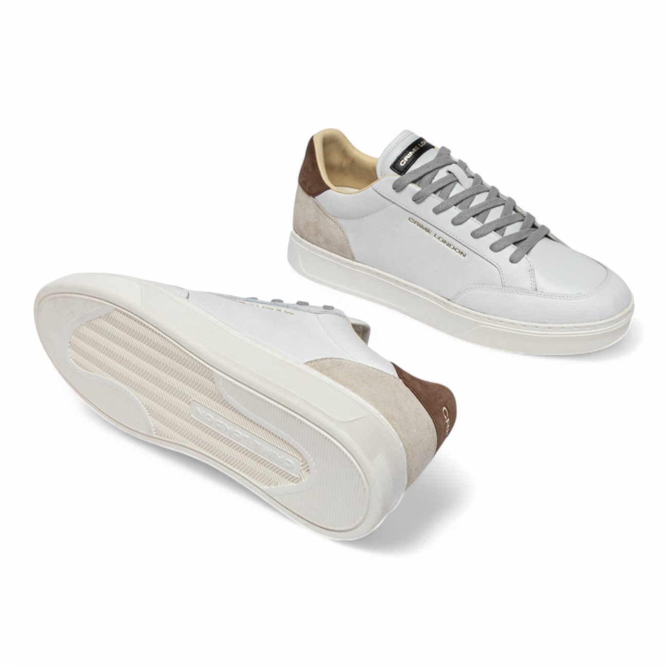 Crime London sneakers basse uomo Eclipse bianche e marroni