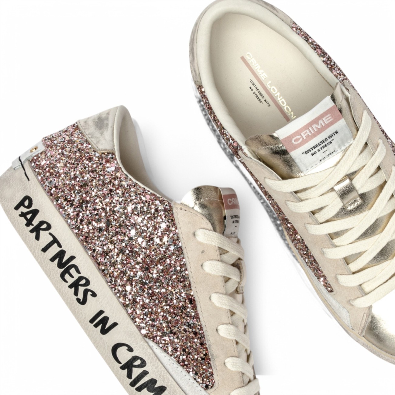 Crime London sneakers donna Distressed glitter rosa