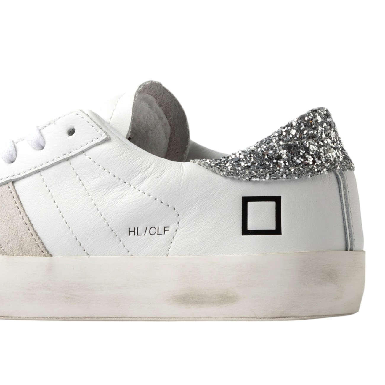 Date woman sneakers Hill low calf white silver