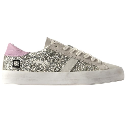 Date woman sneakers Hill low glitter platinum